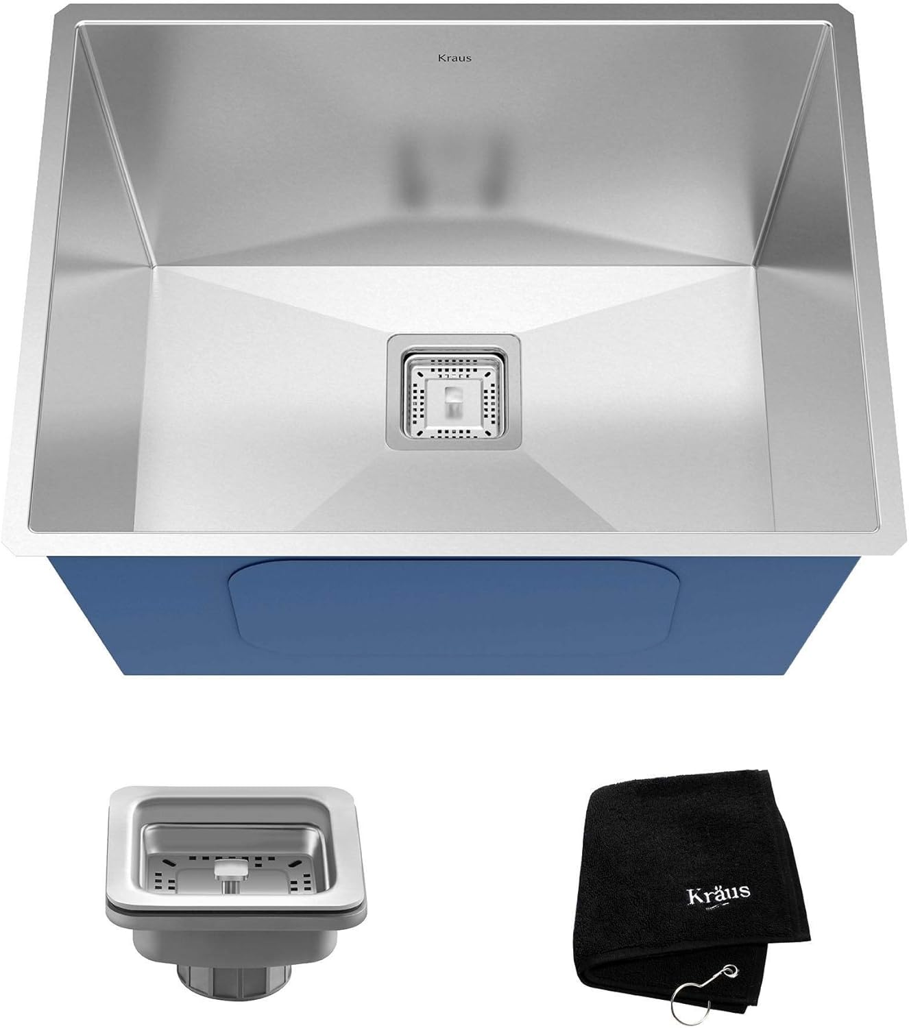 Kraus Pax KHU24L 24-Inch 18-Gauge Undermount Stainless Steel Utility Sink - Deep Single Bowl Laundry Sink
