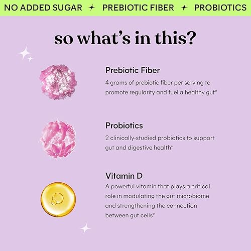 Miniatura 4 de Lemme Gomitas de fibra y probióticos para adultos, promueve la regularidad y la salud digestiva, sin azúcar añadido, sabor a fresa sin azúcar, 0.11