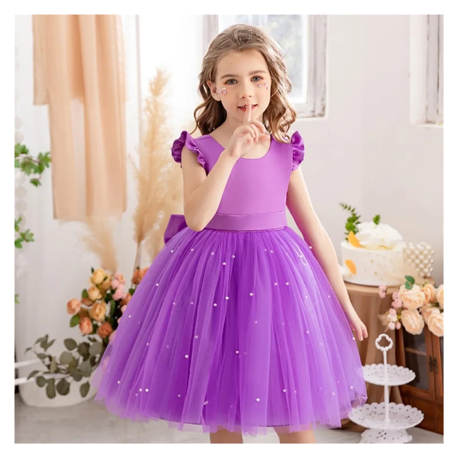 Vestido De Fiesta para NiñA Vestidos Infantiles for niñas, Ropa de Princesa de Hadas, Ropa de Baile, Disfraces de Cosplay de Encaje for Fiestas de Escenario(Pink,110)