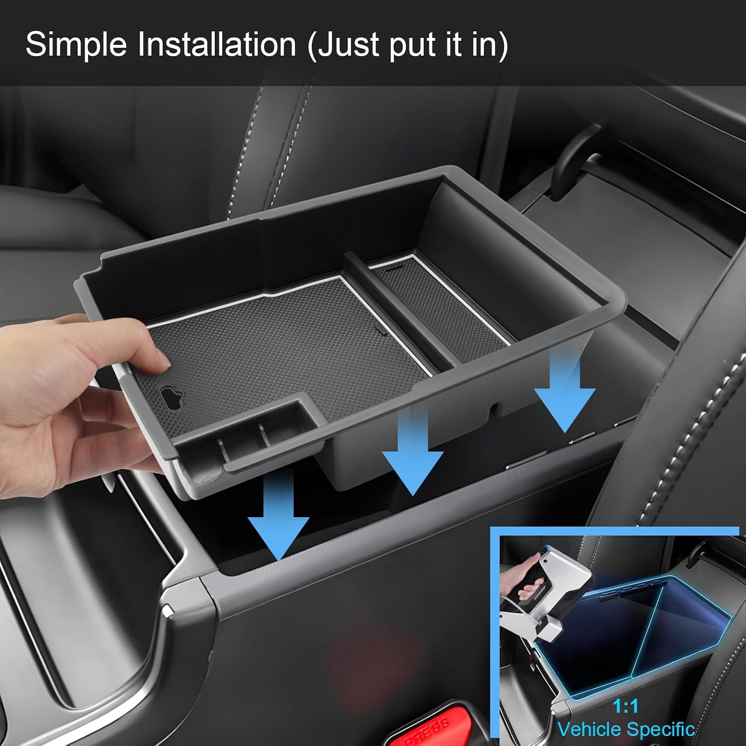 2024 2025 2026 Sorento Accessories Center Console Organizer for Kia Sorento (All Trims), Durable ABS Plastic&Anti-Slip Rubber Console Tray Insert 2026 2025 Sorento X-Line (White Mats)