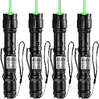 MIPREZT 4-Pack Rechargeable Green Laser Pointers High Power Long Range Beam Tactical Flashlight Starlight Patterns for Presentations Outdoors Astronomy
