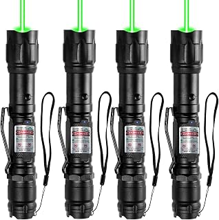 MIPREZT 4-Pack Rechargeable Green Laser Pointers High Power Long Range Beam Tactical Flashlight Starlight Patterns for Presentations Outdoors Astronomy