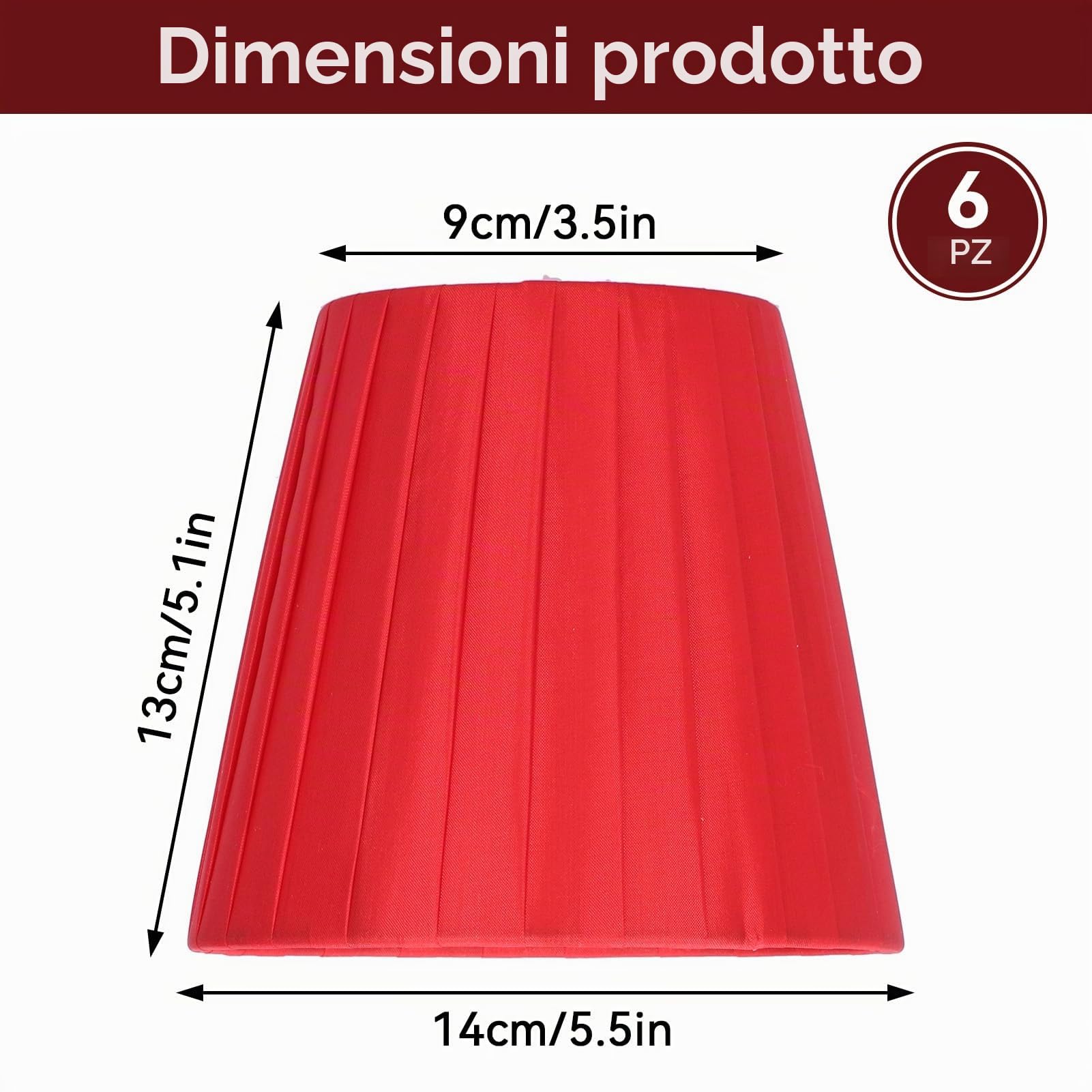 HERCHR 6Pcs Paralume Paralume per Lampada da Tavolo Lampadario di Cristallo in Tessuto Lampada da Parete, Rosso