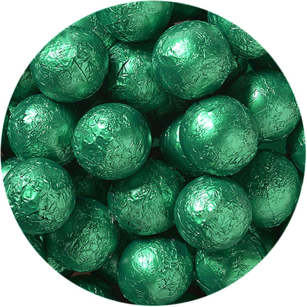 Foiled Solid Milk Chocolate Balls - 2 Pound Bulk Bag (Green)