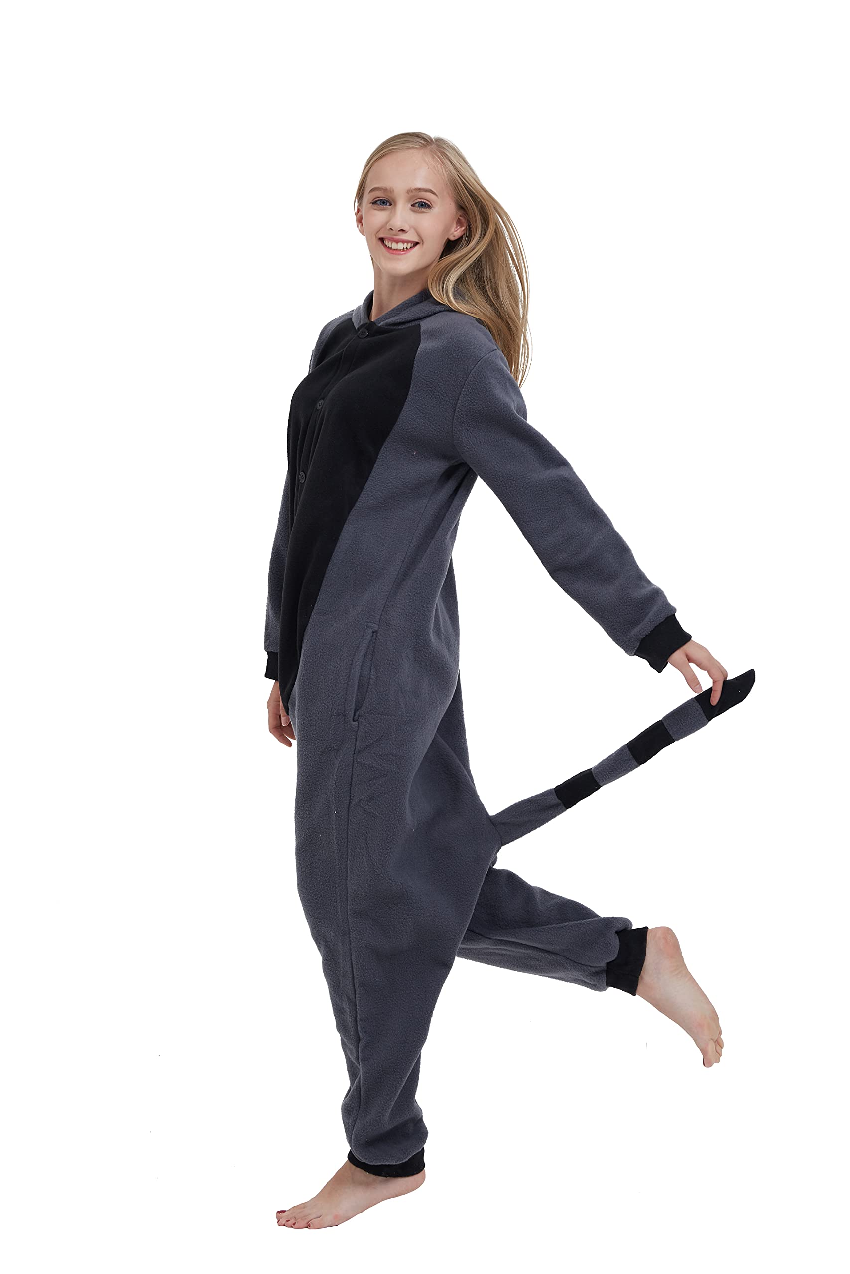 SimZoo Pigiama Intero con Animali per Adulti, Costume Cosplay di Procione Indumenti da Notte per Uomo Donna, Abbigliamento da Casa Unisex Intero