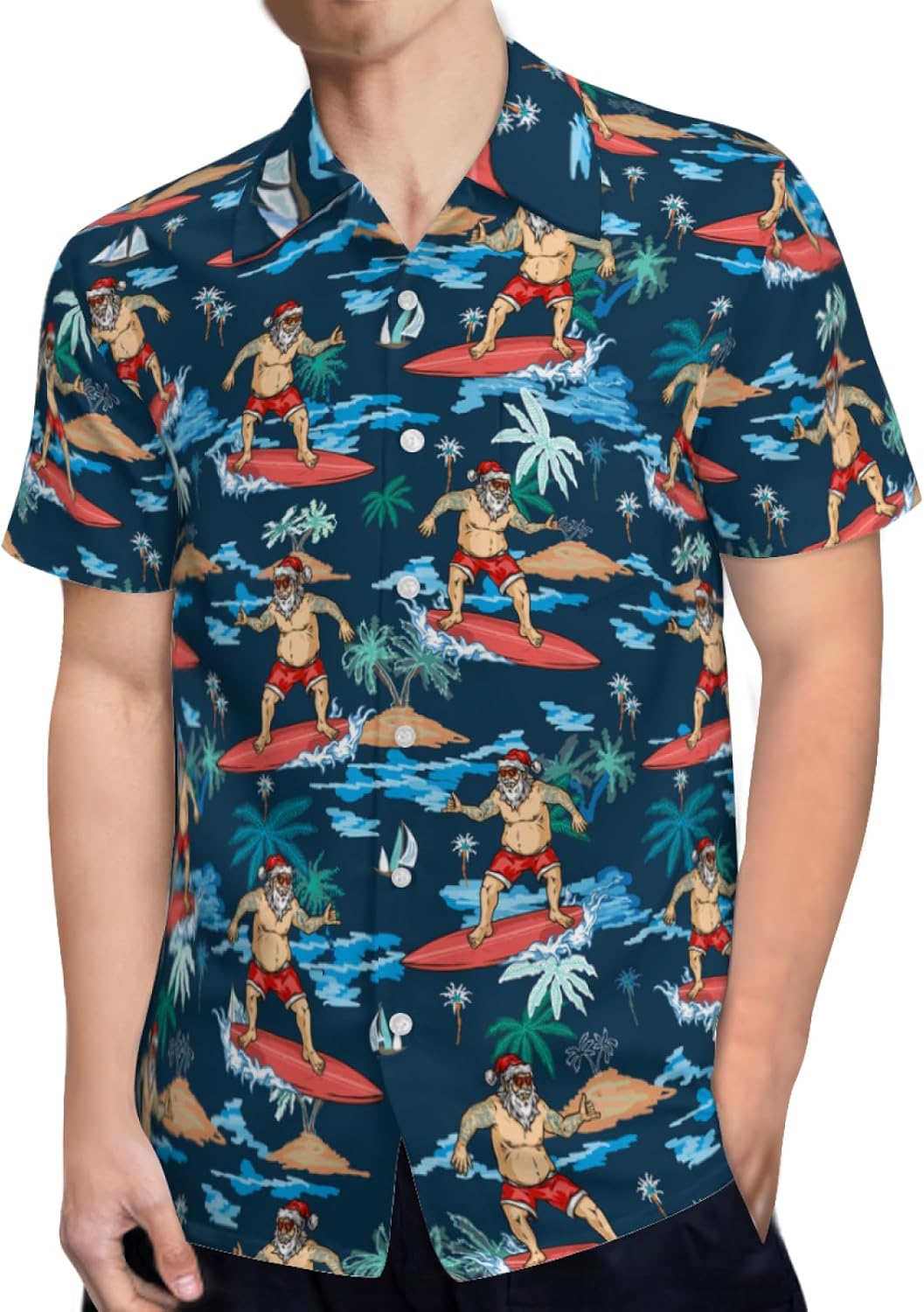 Mens Hawaiian Shirts Short Sleeve Button Up Beach Shirts - Image 2