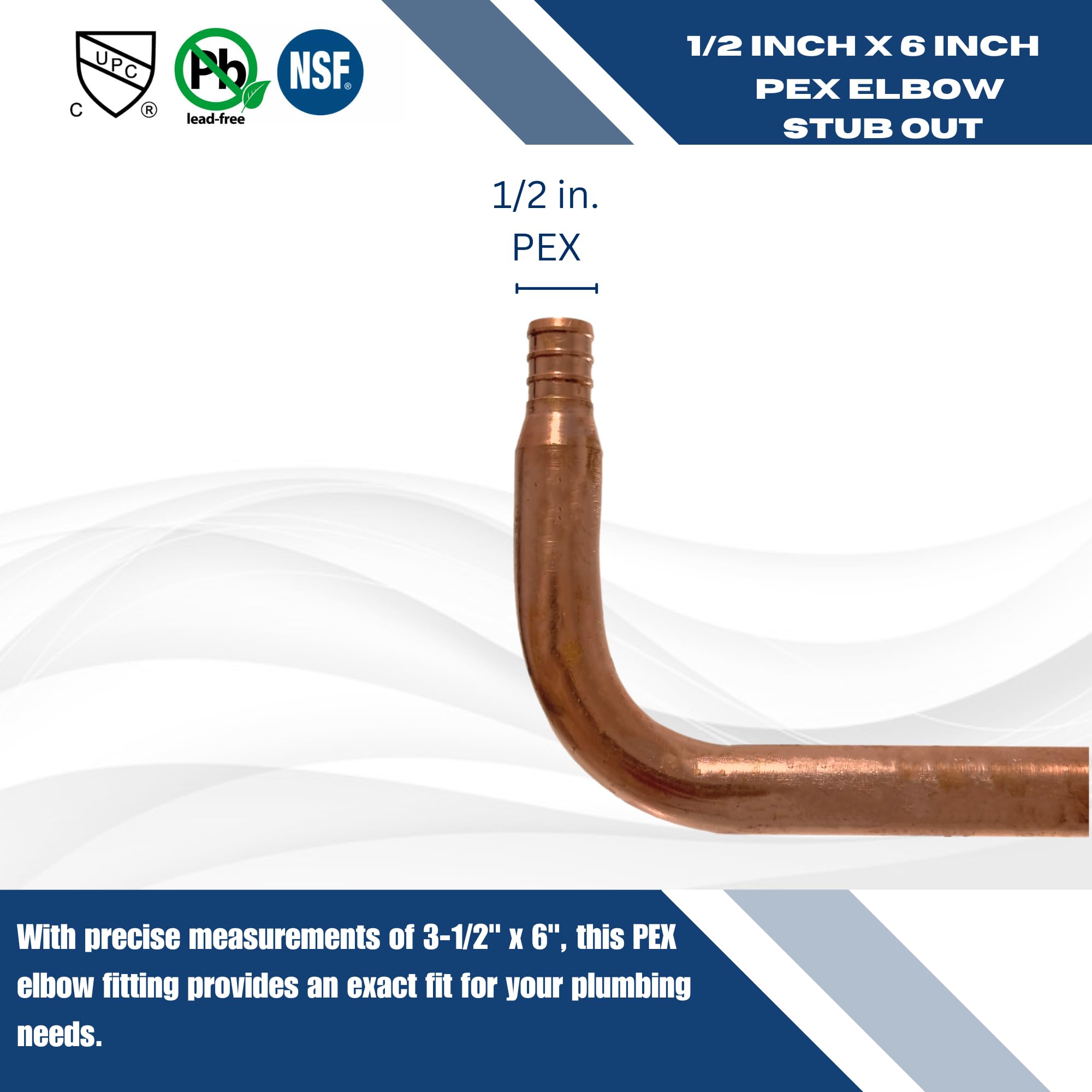 10 Stück 1/2 Zoll Pex Stub Out Ellenbogen 8,9 x 15,2 cm, Messing, Kupfer, 1,3 cm