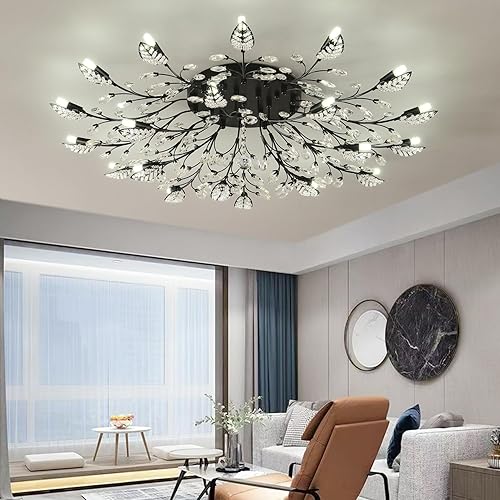 Miniatura 3 de Modernas lámparas de techo semiempotradas con hojas de cristal negras, iluminación para dormitorio, sala de estar, comedor, cocina, pasillo,