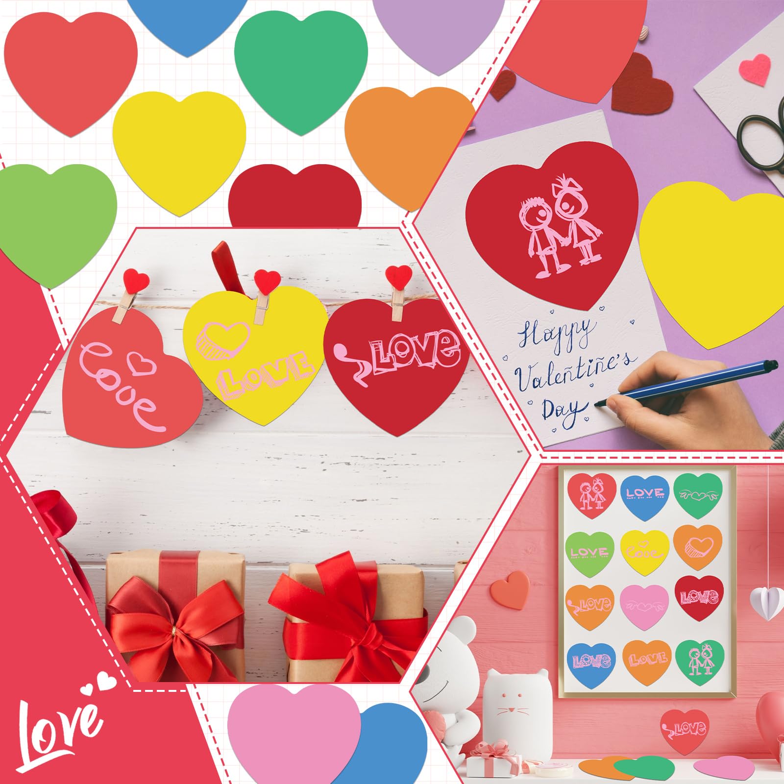 Snapklik.com : 108 Pcs Valentines Day Heart Cutouts 6 Inch Paper ...