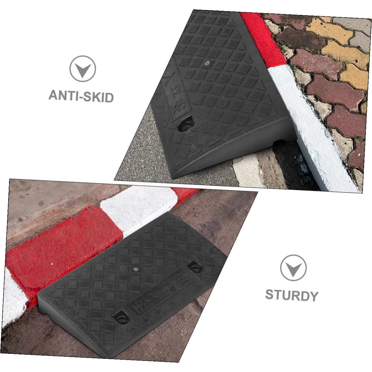 Rampa per Soglia Auto in Gomma Nera Portatile e Resistente per Gradini Interni e Soglie di Porte Superficie Antiscivolo
