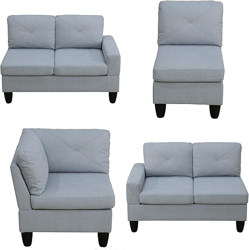 Miniatura 6 de Sofá modular moderno en forma de L Juego de sofá cama convertible de cuero con diván reversible, sofá modular de nube para sala de estar y