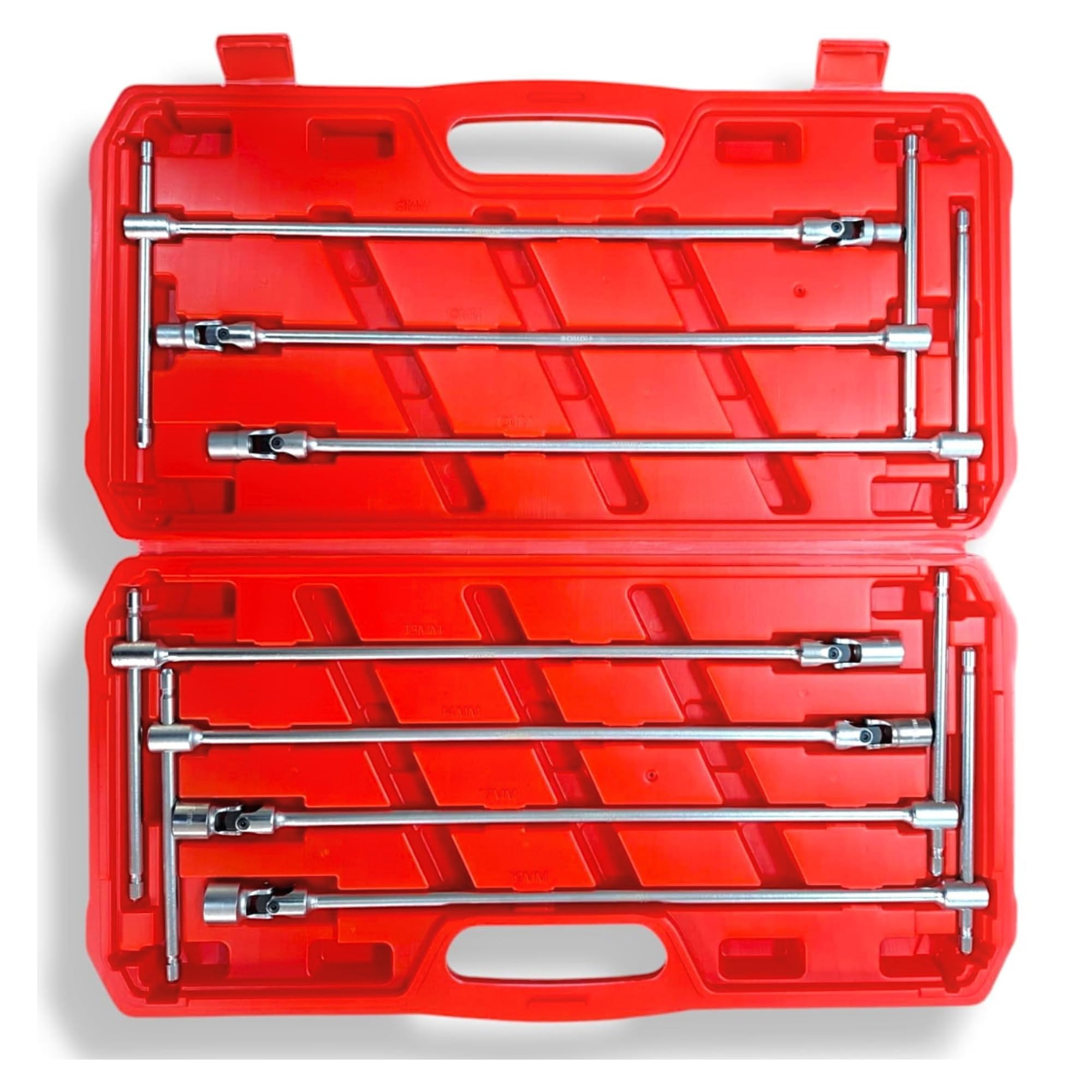 maryse chiavi a t doppio snodo kit di 7 chiave lunga 8 10 12 13 14 17 19 mm croma vanadio testa snodabile con pratica valigetta ideali per meccanica, auto, moto, bricolage