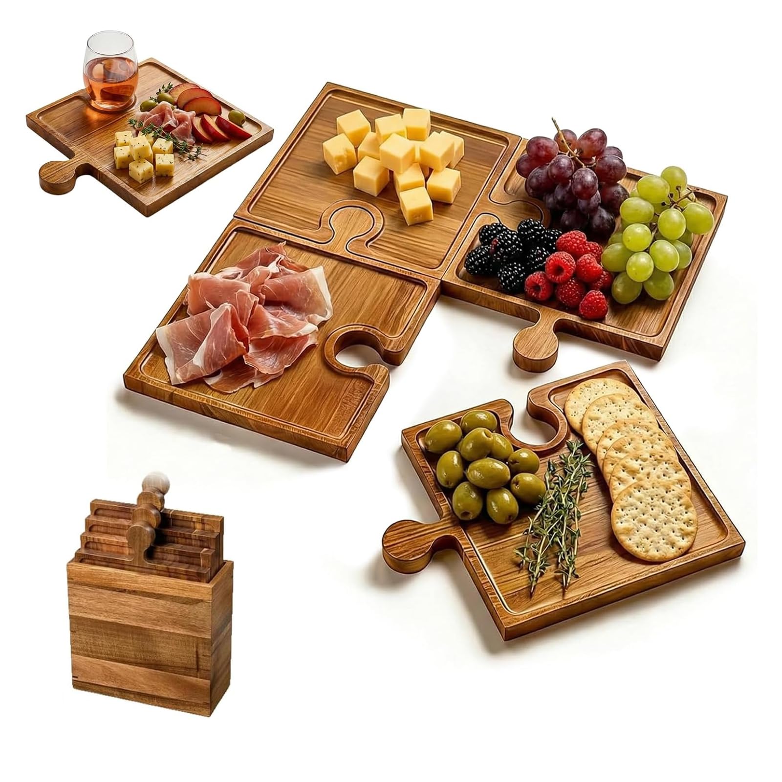 Planches à découper en bois emboîtables, le cadeau de crémaillère idéal