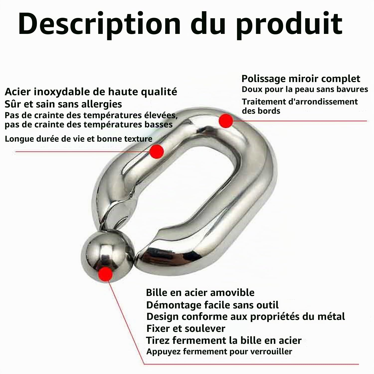 SeLgurFos Anneau de coq pendentif de poids de scrotum, anneaux de testicule en acier inoxydable pour hommes (big)