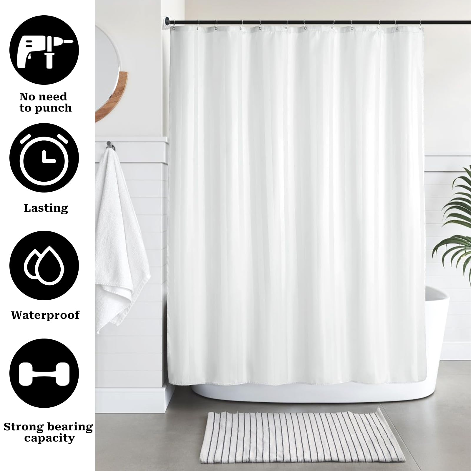 6 Supports Tringle Douche Adhésifs - Sans Perçage 6,5x6,5cm - Pour Salle De Bain/Cuisine