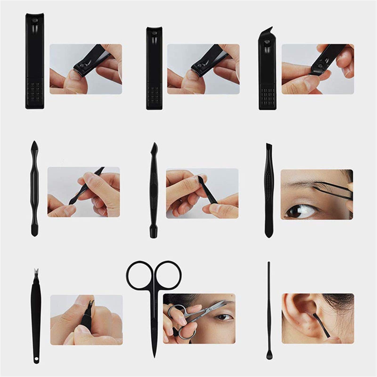 KLVN 8/10/15/18 szt. zestaw do manicure, obcinacz do paznokci ze stali nierdzewnej, zestaw obcinaczy do paznokci, pilnik do paznokci, nożyczki do manicure, zestaw narzędzi kosmetycznych (czerwony, 15