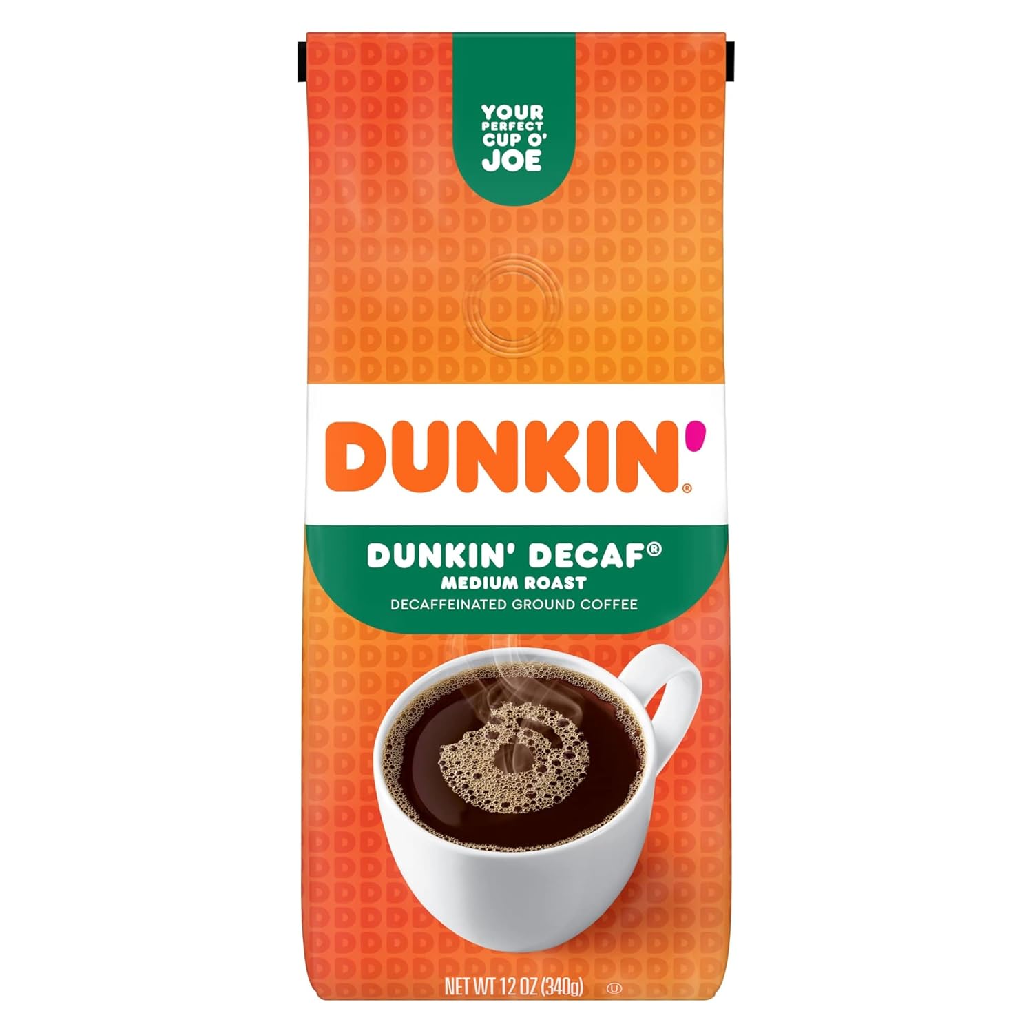 Dunkin’ Donuts® Ground Coffee, Medium Roast, Decaf, 12 Oz Per Bag