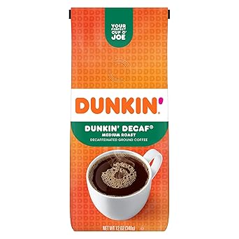 Dunkin Donuts Ground Coffee, Medium Roast, Decaf, 12 Oz Per Bag