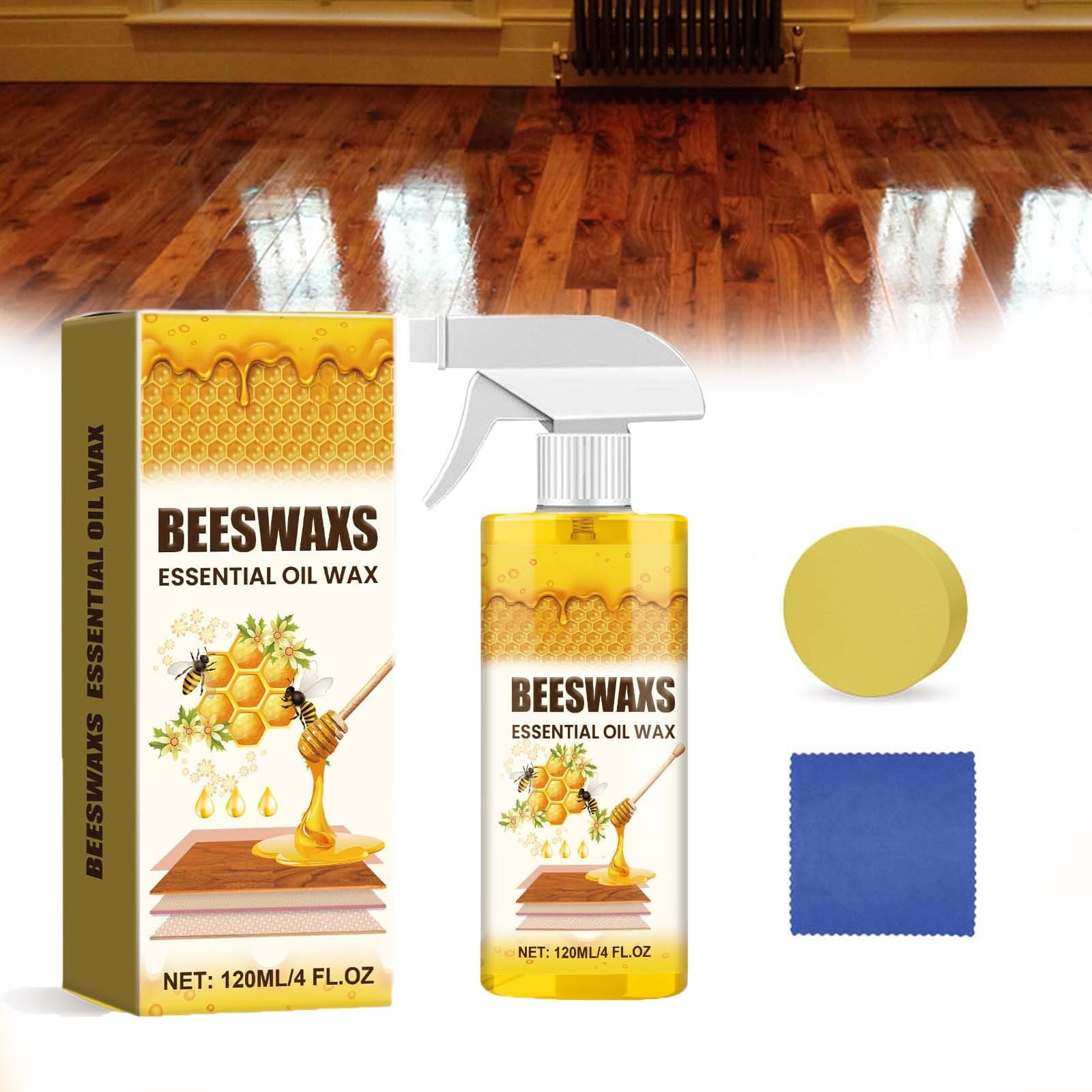 NALACAL Beeswax Furniture Polish Spray, Natural Wood Cleaner and Polish for Long-Lasting Protection, Restores Shine for All Wood Surfaces (1, yellow)