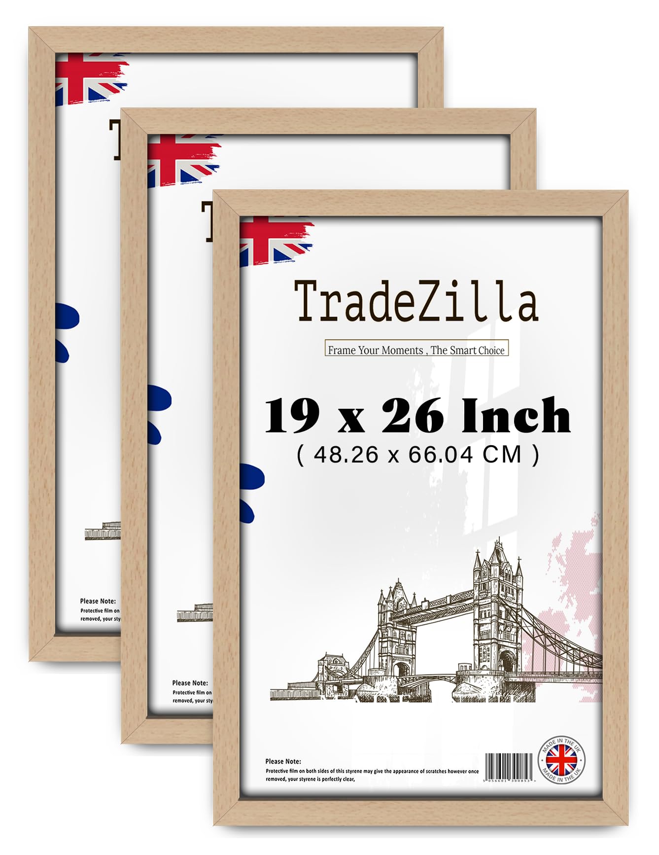 TradeZilla pack of 3 Frame for Poster Collection (48.26 x 66.04 CM) Minimalist Wall Decor Perfect for Living Room- Portrait & landscape display 19 Inch x 26 Inch [ Beech ] — image 1