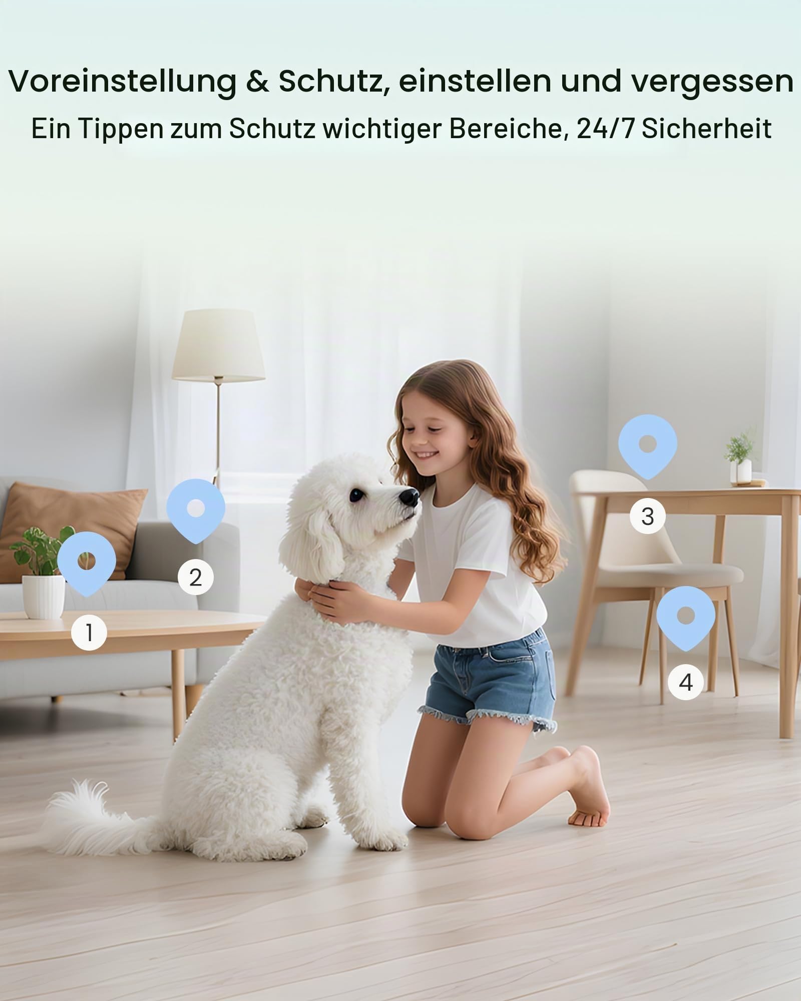 4K 8MP UHD Überwachungskamera Innen mit 64GB Karte, 2,4/5GHz WiFi