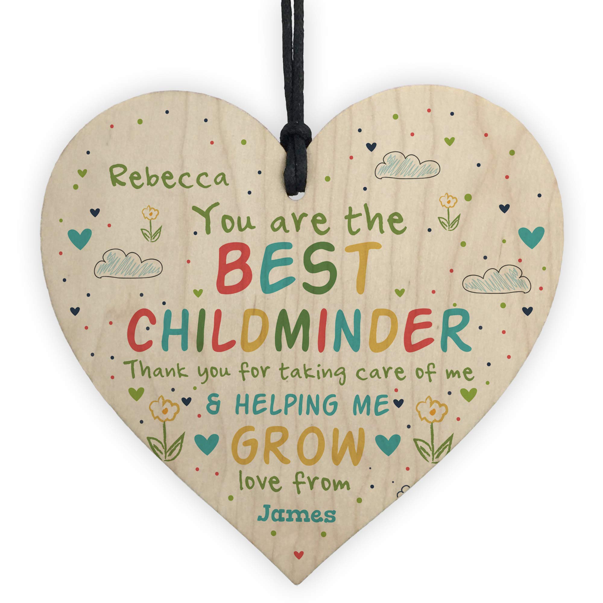 RED OCEAN Personalised Childminder Teacher Gift Wood Heart Pre School Nursery Thank you Leaving Present