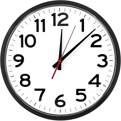 The Ultimate Wall Clock - 14" Quartz, Black, Easy to Read, Perfect for Home, Office, Kitchen, School, Classroom, Patio, Indoor/Outdoor…