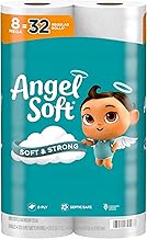 Angel Soft Toilet Paper, 8 Mega Rolls = 32 Regular Rolls, Soft and Strong Toilet Tissue