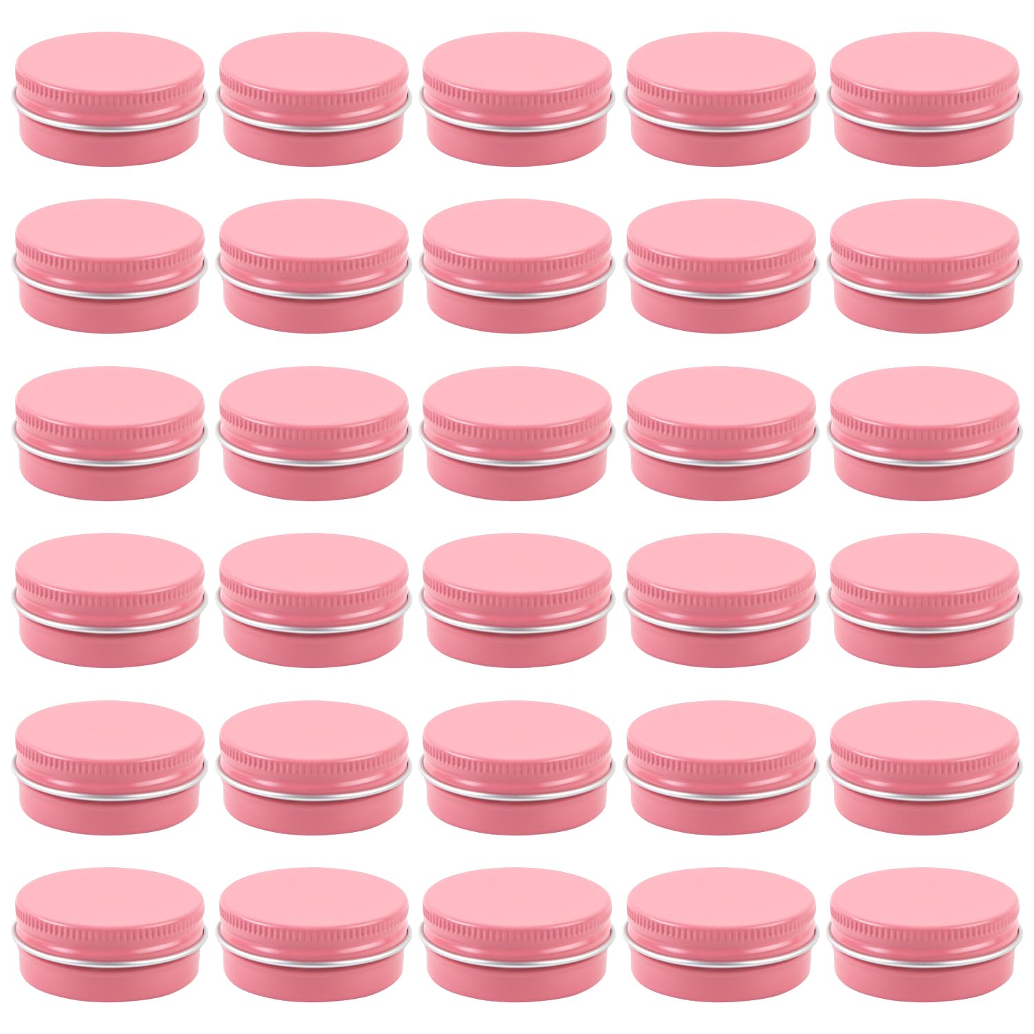 30 Pcs 0.5 oz Aluminum Tin Cans Round Empty Lip Balm Containers with Screw Lid Pink