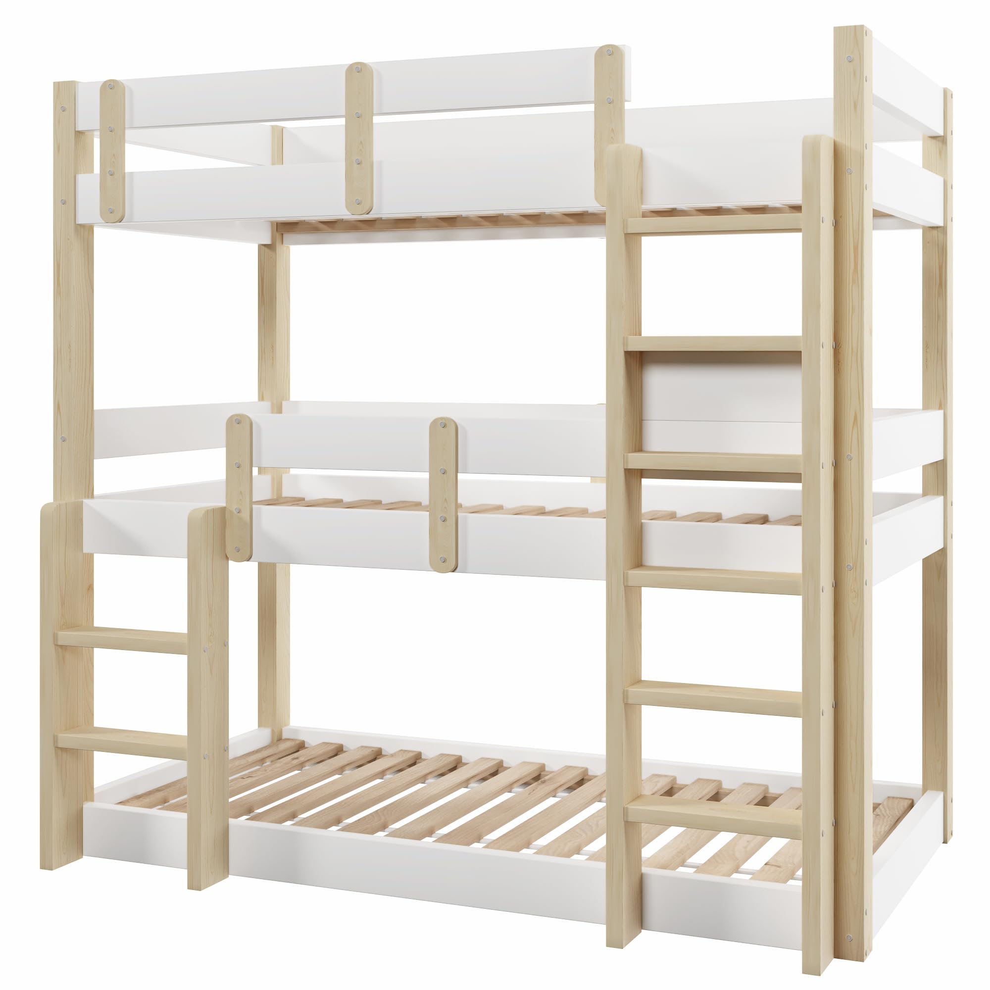 Sapgaks Lit superposé Enfant 90 x 190 cm,lit Mezzanine 2 Places,lit superposé 2 Places Enfants,lit Enfant avec Barriere,lit Mezzanine Enfant,Adolescents et Adultes,Blanc et Naturel