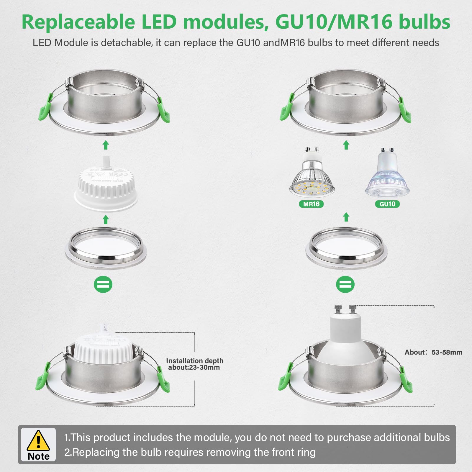 GeyouLux LED Einbaustrahler 230V IP65 5W 600LM 2700K Warmweiß Ultra Flach 6er Set Nickel