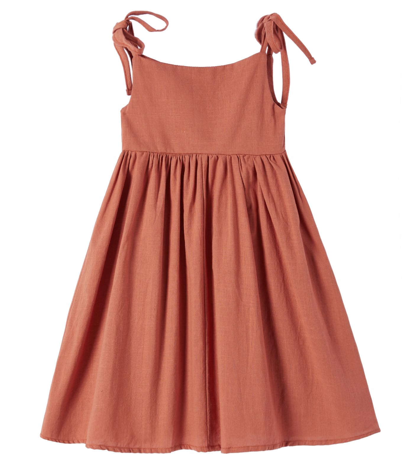 Mädchen Baumwoll-Leinen ärmelloses Kleid mit Trägern und Taschen Kleinkind Mädchen Sommerkleid