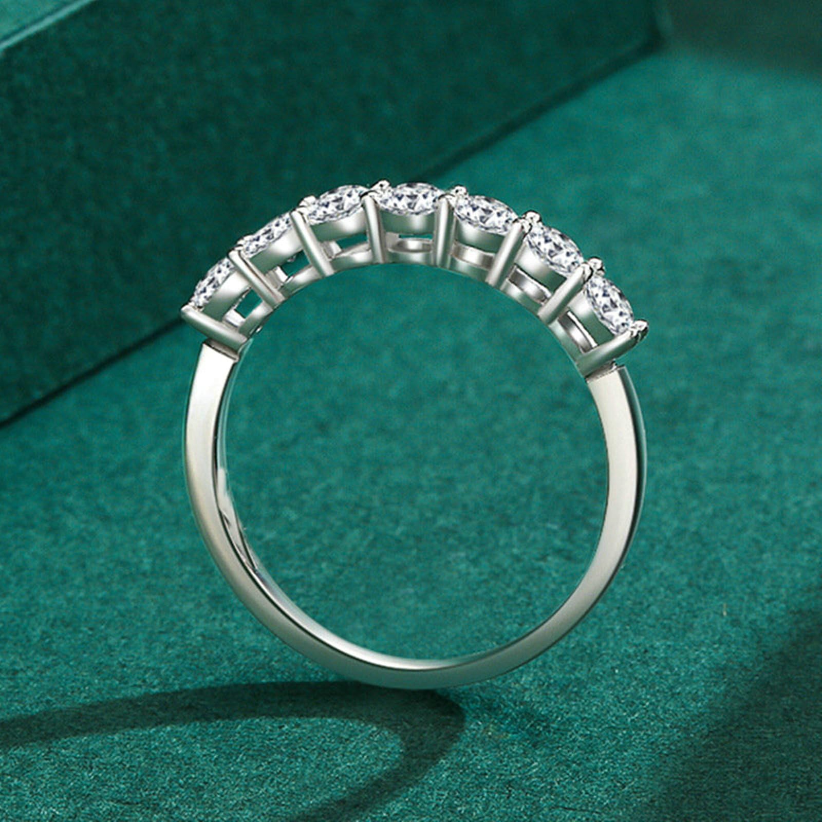 Eternity Band obrączki ślubne białe złoto 750 dla kobiet z moissanit, pierścionek damski złoty 750, rozmiar 47 (15,0)-65 (20,7)