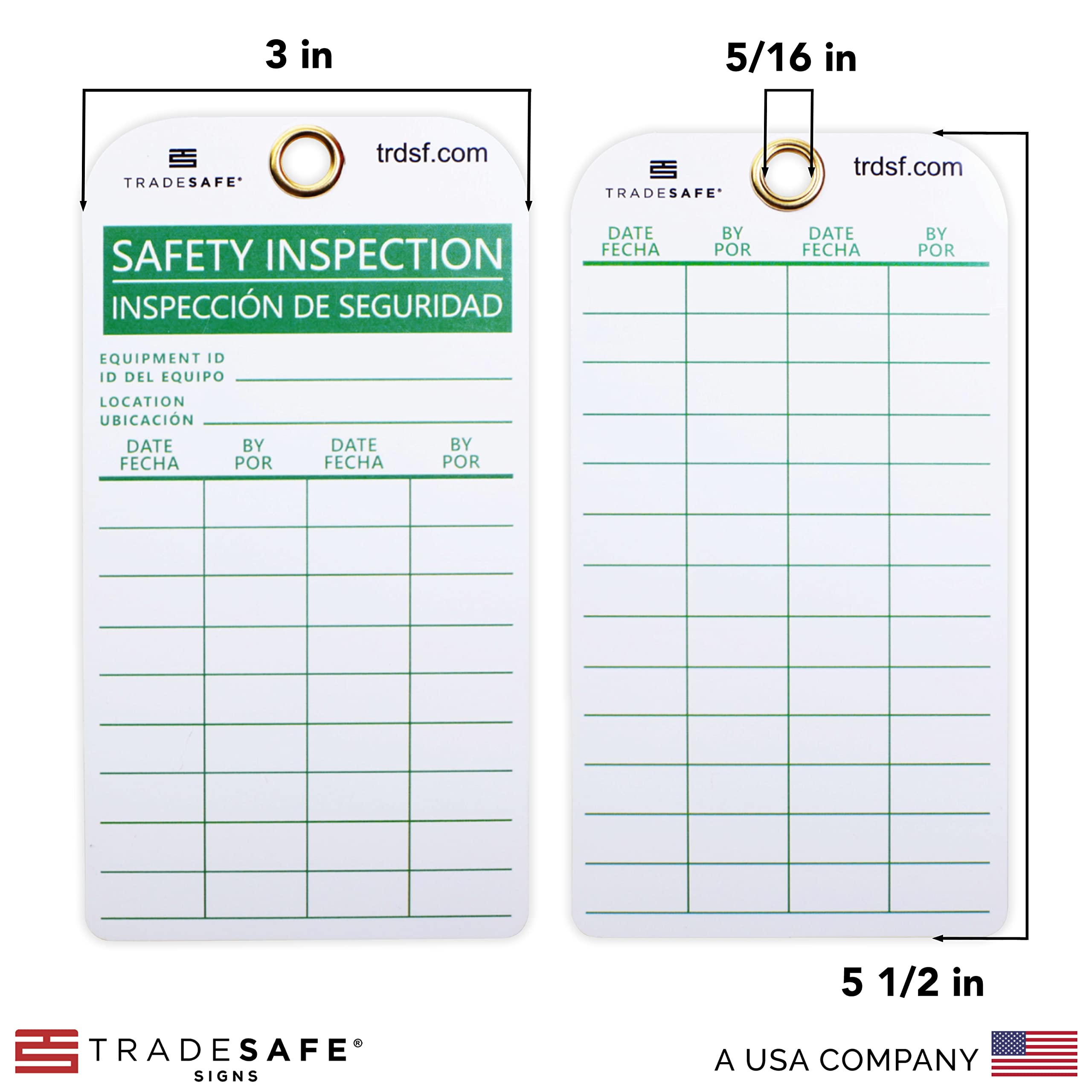 TRADESAFE Bilingual Safety Inspection Tags, Inspección de