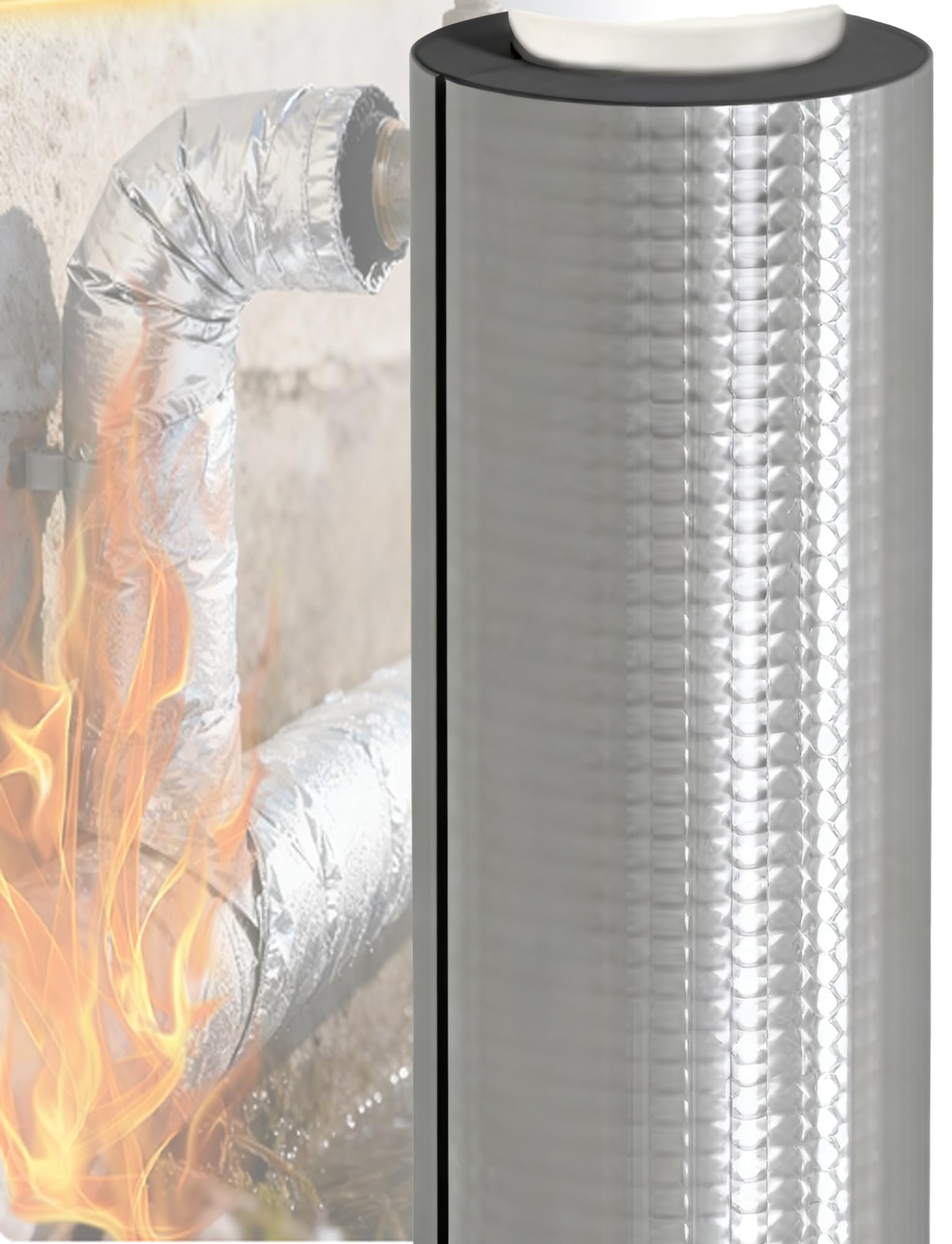 Tubo de espuma aislante precortado for tuberías,protección contra congelamiento en invierno,envoltura de aluminio de 40 mm de espesor(Id-11cm)