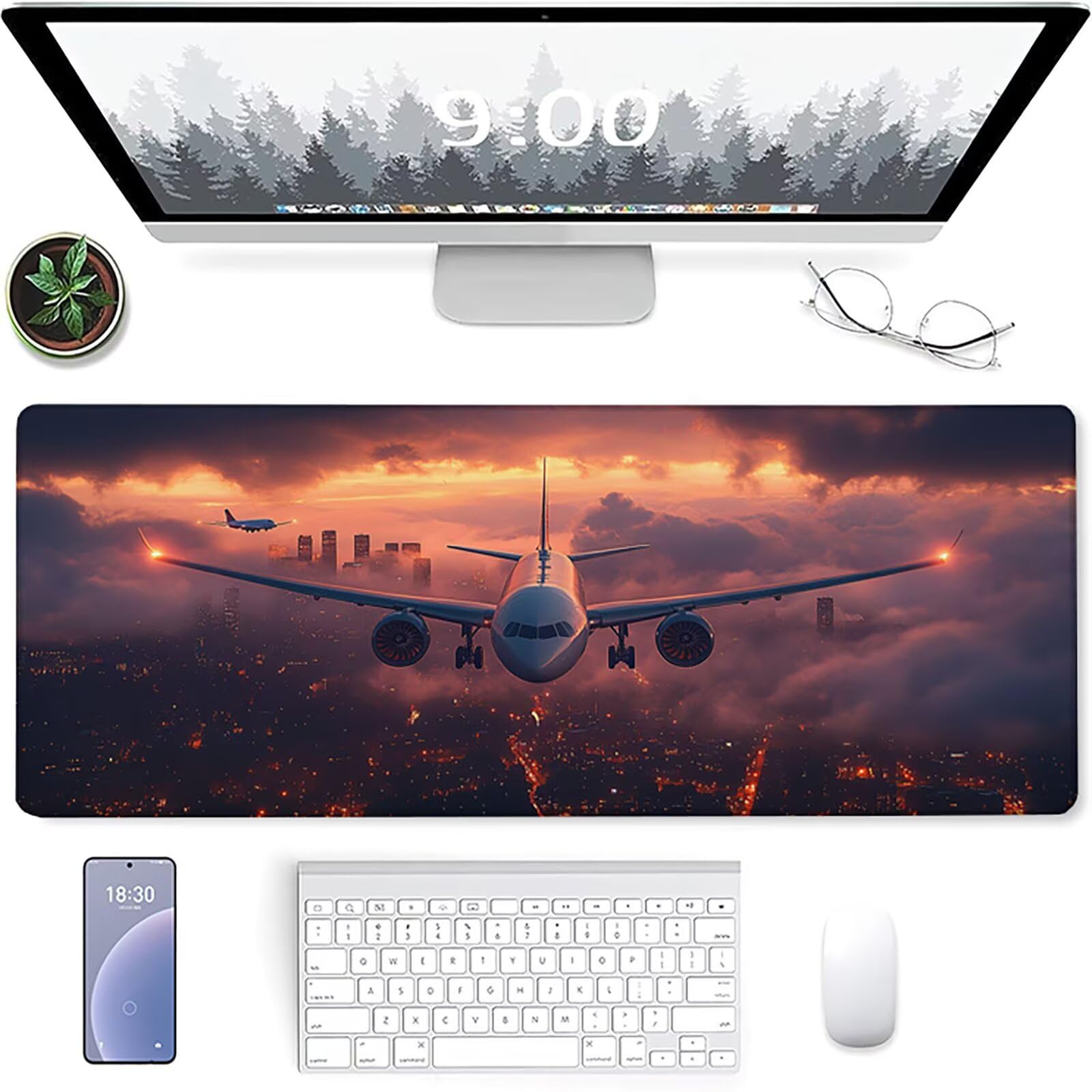 Tappetino Mouse Gaming Nero Tappetino Mouse XXL 1600x800x3mm, Mousepad Aereo Sottomano Scrivania Grande con Bordi Cuciti per Pad PC Accessori Gaming, Ufficio Accessori Scrivania, Regali per Lui 1-3755