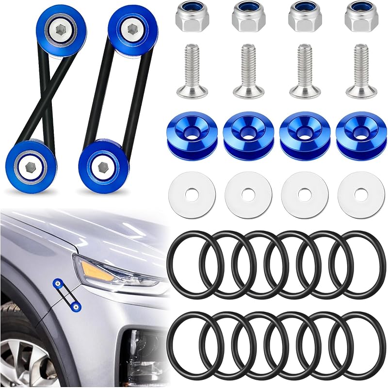 Kit de engate rápido para para-choque Sbarklo azul com presilhas, parafusos e anéis O – 2 conjuntos