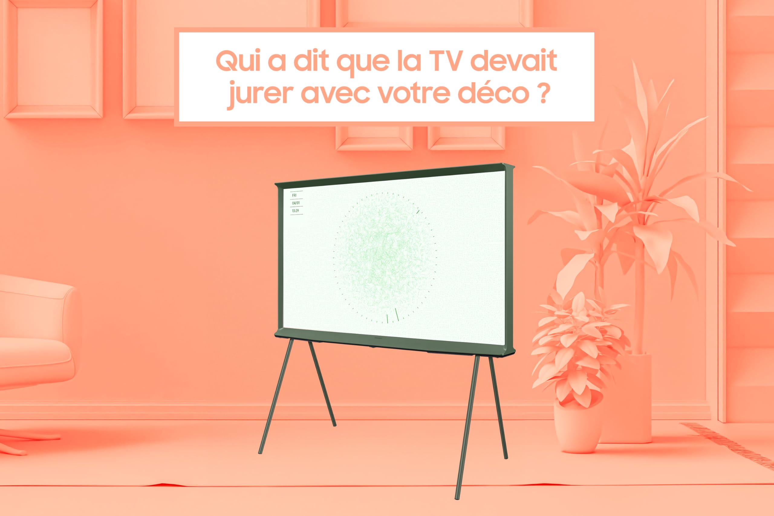 Samsung TV The Serif Vert 55 Pouces QLED TQ55LS01DB, Écran Certifié sans Reflets, Téléviseur Design 360°, Mode Ambiant+, Smart TV, Technologies OTS Lite, Pieds Détachables Inclus