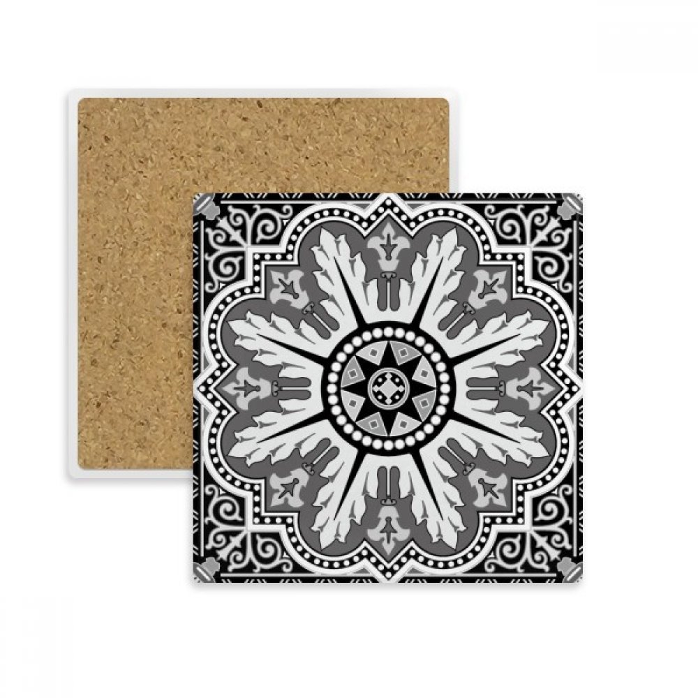 Coaster Arabe Noir Blanc carré absorbant pierre pour mug et décoration de table maison