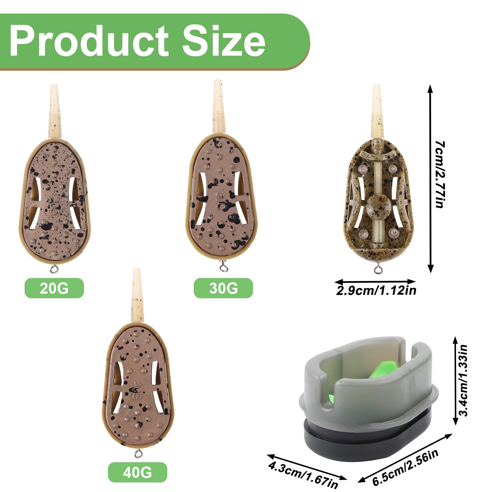 Method Feeder - Juego de 3 accesorios de pesca 4 en 1 para carpa, accesorios de método plano, con 20 g, 30 g, 40 g