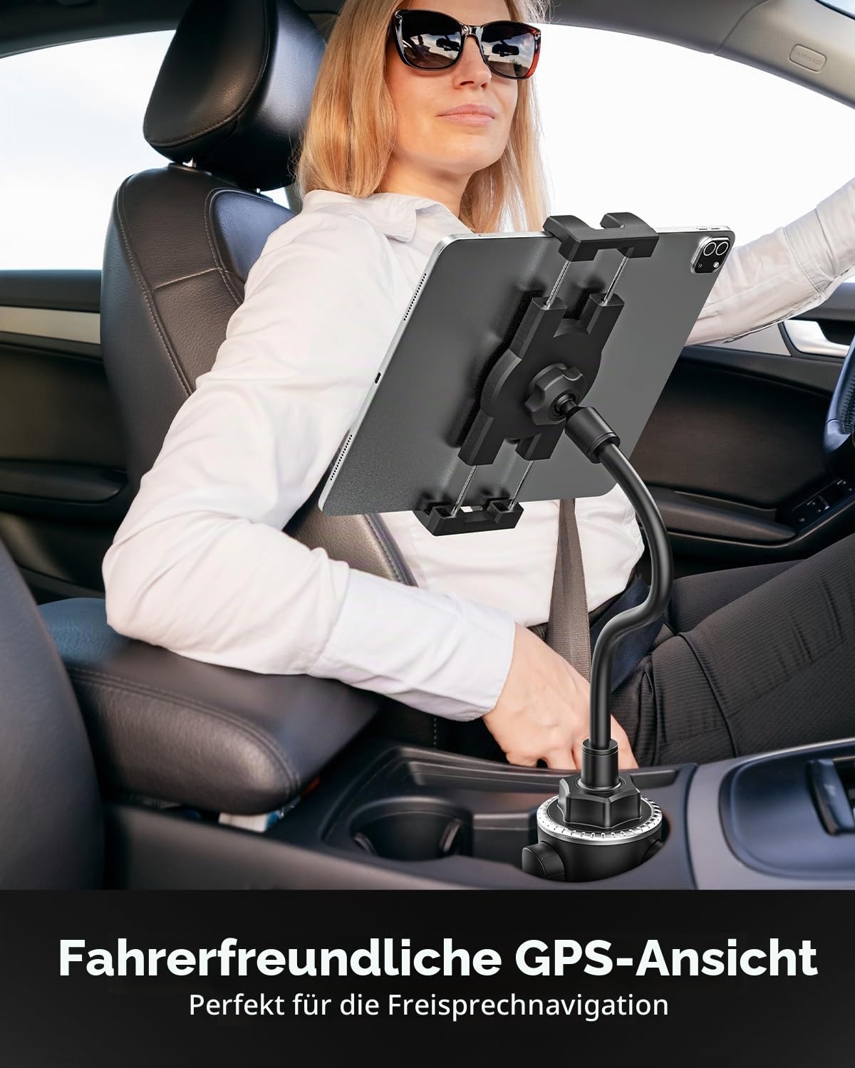 Schwanenhals Auto Tablet Getränkehalter, woleyi Universal Tablet Getränkehalter für Auto, LKW, Laufband, Golfwagen, für iPad Pro 12.9 Air Mini, Galaxy Tabs, iPhone Mehr 4-13" Handy und Tablets