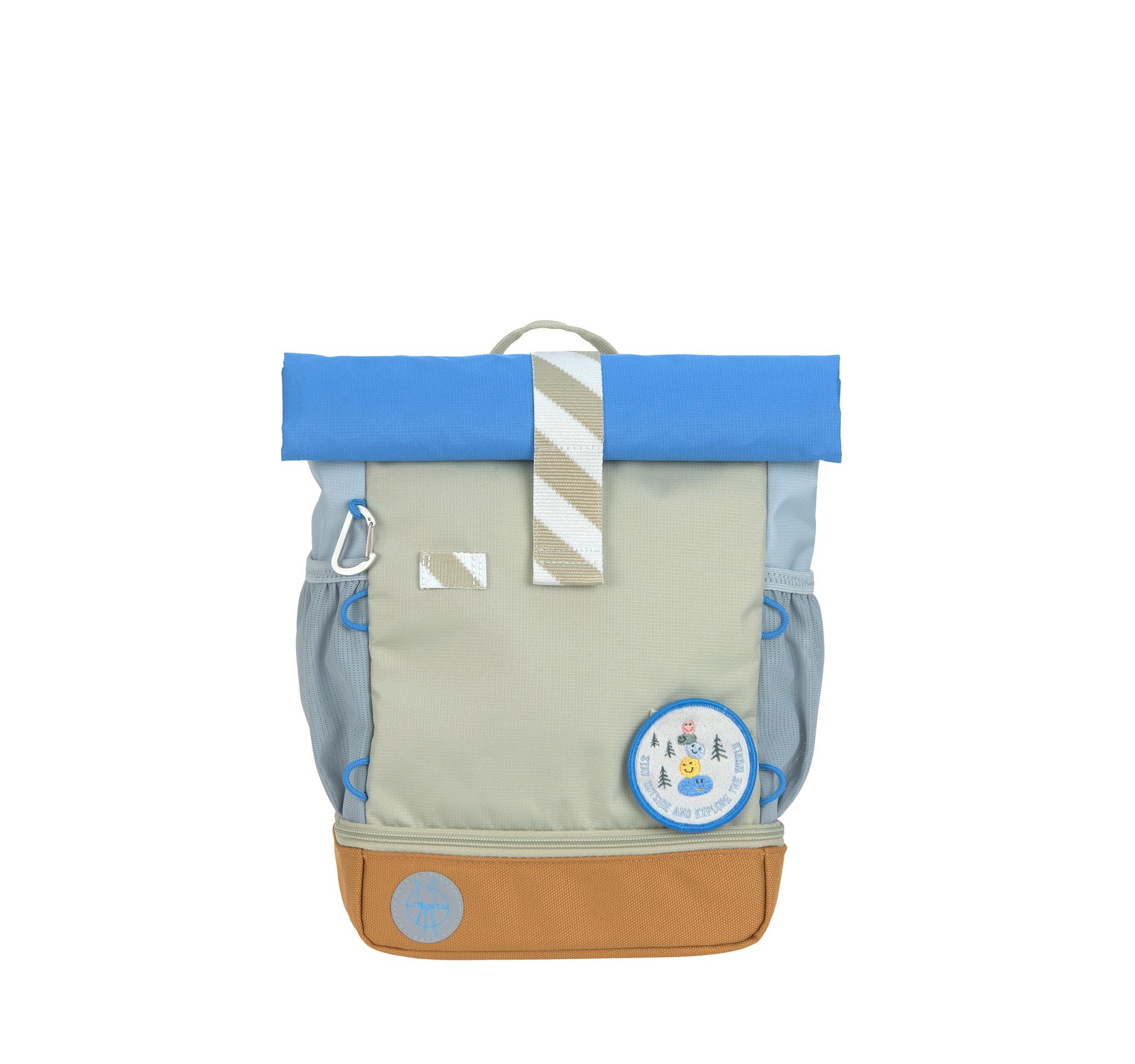 Lässig Zaino per l'asilo Zaino per bambini Rolltop con fascia toracica idrorepellente, 11 litri/Mini Rolltop Backpack Sunny Explorer green/blue