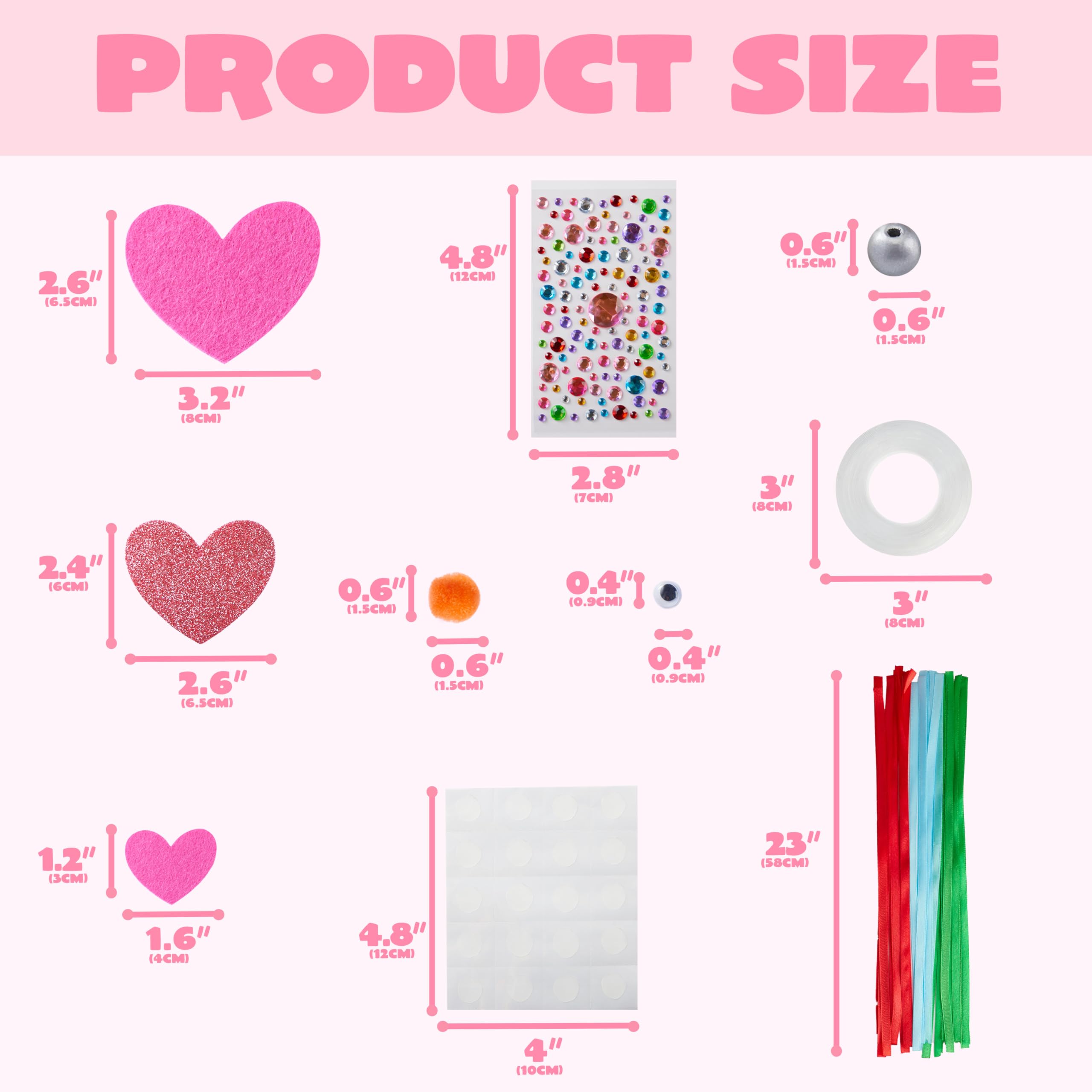 JOYIN Filz-Bastelset zum Selbermachen, Filz- und Glitzer-Herzen und Holzperlen, Kunststoffaugen und bunte Papierseile für Valentinstag, Kinder, Bastelaktivitäten, Partys, Klassenzimmer, Ornamente