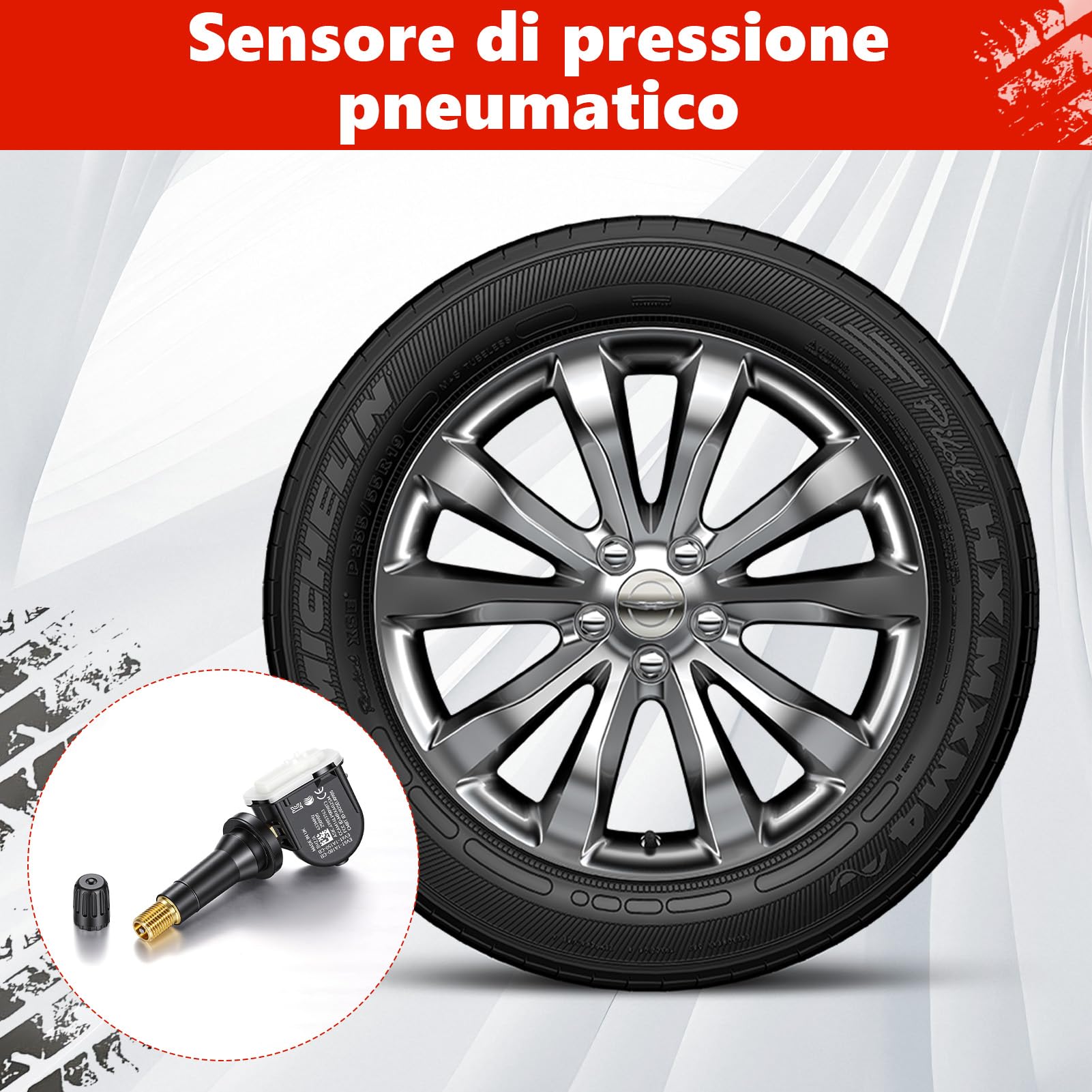 4Pcs Sensori di Monitoraggio della Pressione dei Pneumatici, Monitora accuratamente e Alta Precisione, Tpms Sensor per Ford B-Max C-Max Ecosport Fiesta Focus Mondeo
