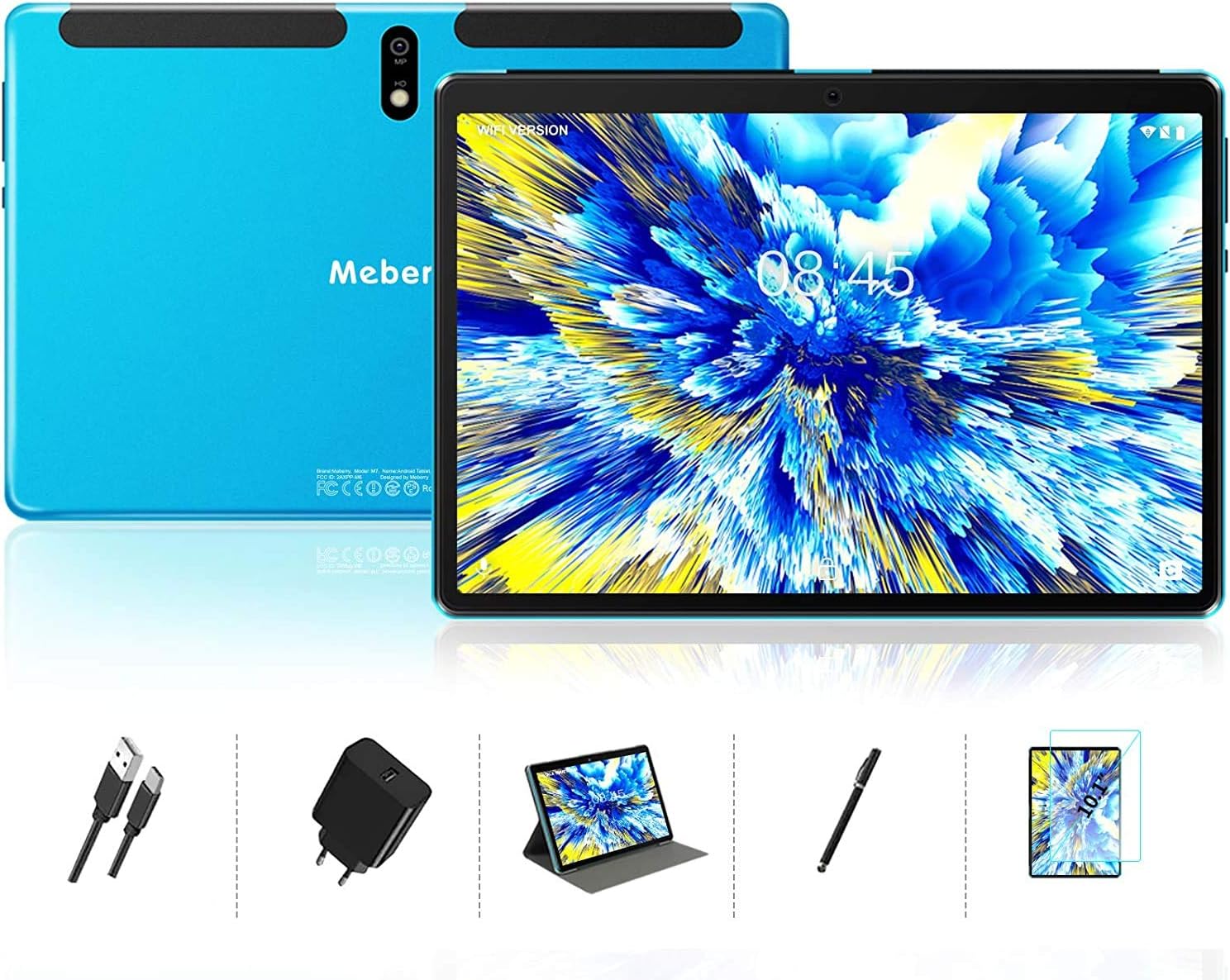 Android 10.0 Tablet : MEBERRY 10 inch Tablets with 4GB RAM+64GB ROM| 128GB Expansion| Octa-Core Processor| Google Certified| 8000mAh Battery| WiFi| GPS| Double Camera, Blue