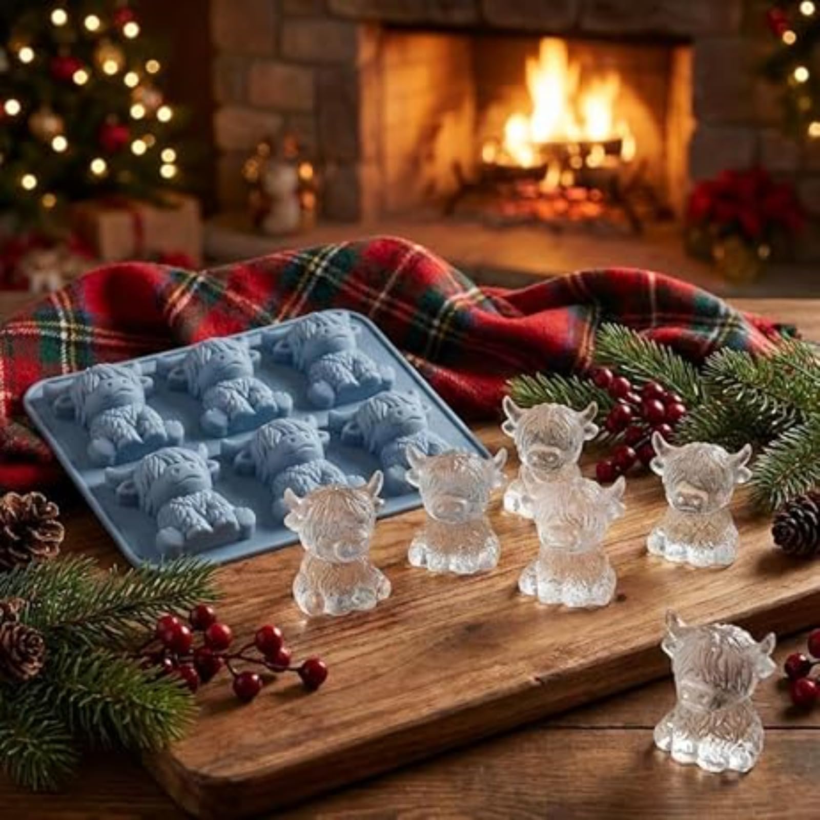 Bandeja de cubitos de hielo de vaca Highland – Molde de silicona 3D para cócteles, divertido molde de cubitos de hielo para accesorios de cocina, gran regalo para hombres y mujeres, perfecto para