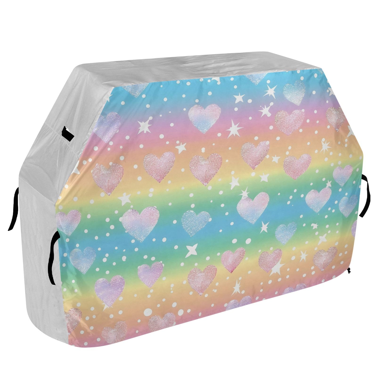 Copertura per barbecue a forma di cuore arcobaleno pastello impermeabile resistente per barbecue all'aperto