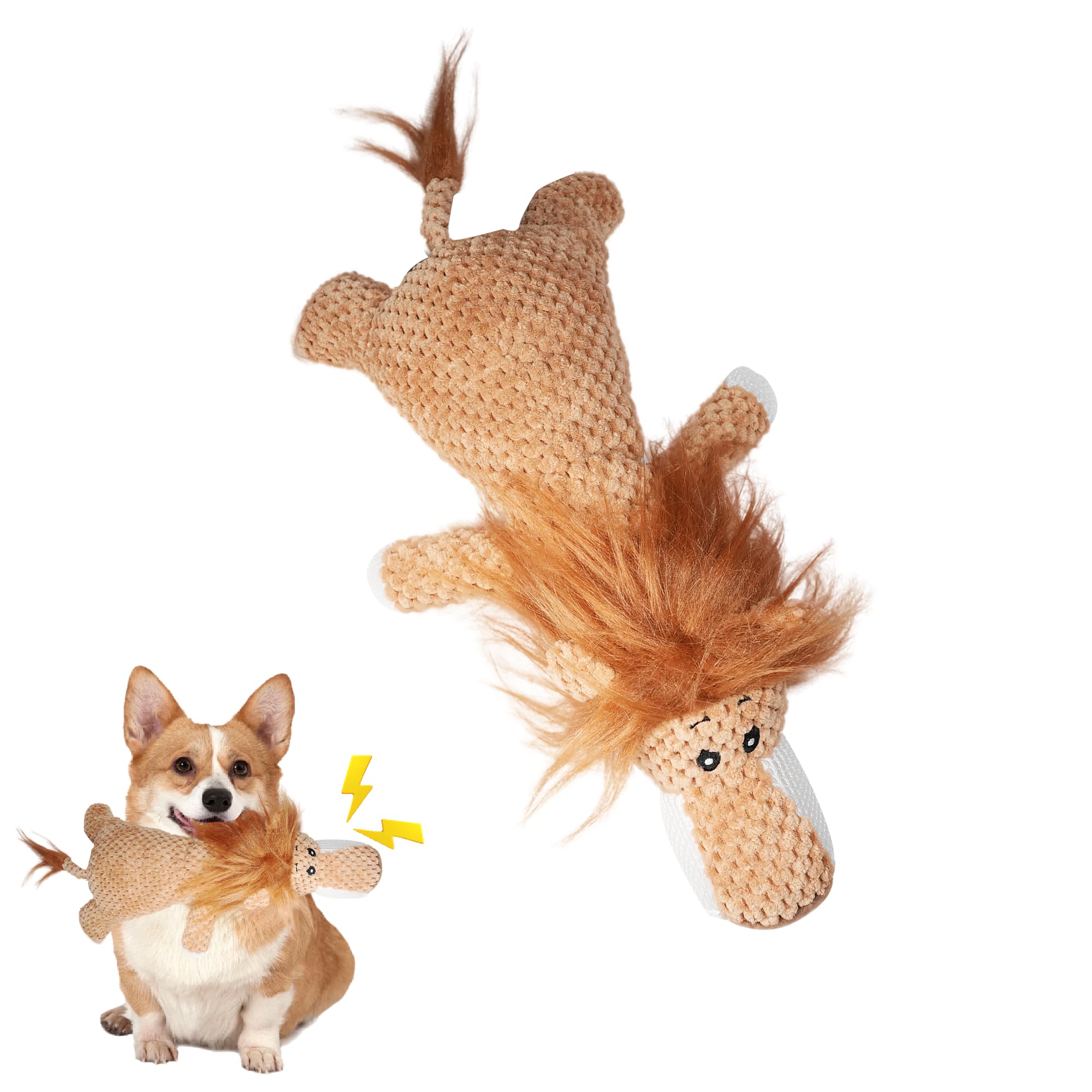 Juguete chirriante de felpa para perros, juguete arrugado para razas pequeñas y medianas, lindo animal de relleno con chirriador suave, divertido para cachorros de interior, almohada calmante, juguete