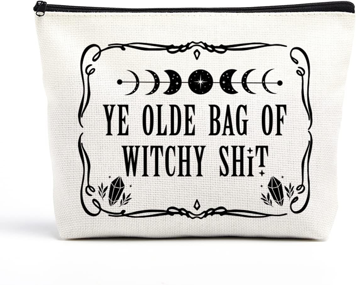 YE Olde Witchy Gifts - Witch Stuff Witchy Makeup Bag Witchcraft Bag Meditation Halloween Birthday Gifts for Witchcraft Lover Women Her Friends Tarot Cards for Beginners Coven Sister