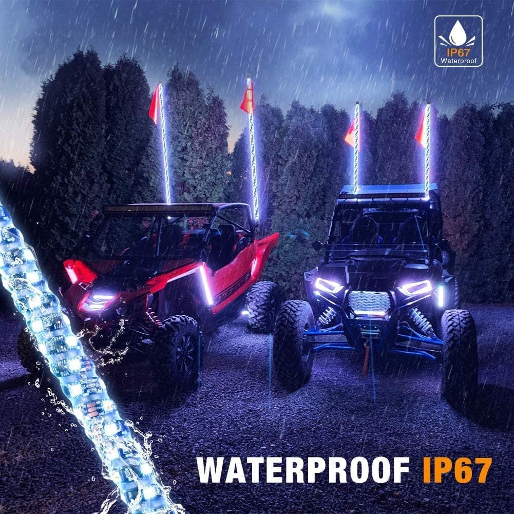 Lot De 2 Fouets Lumineux LED De 0,9 M Avec Base à Ressort Et Télécommande Helix RGB Chase